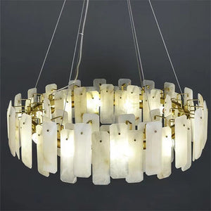 Alabaster Flake Round Chandelier 20" 23" 31" 39''D