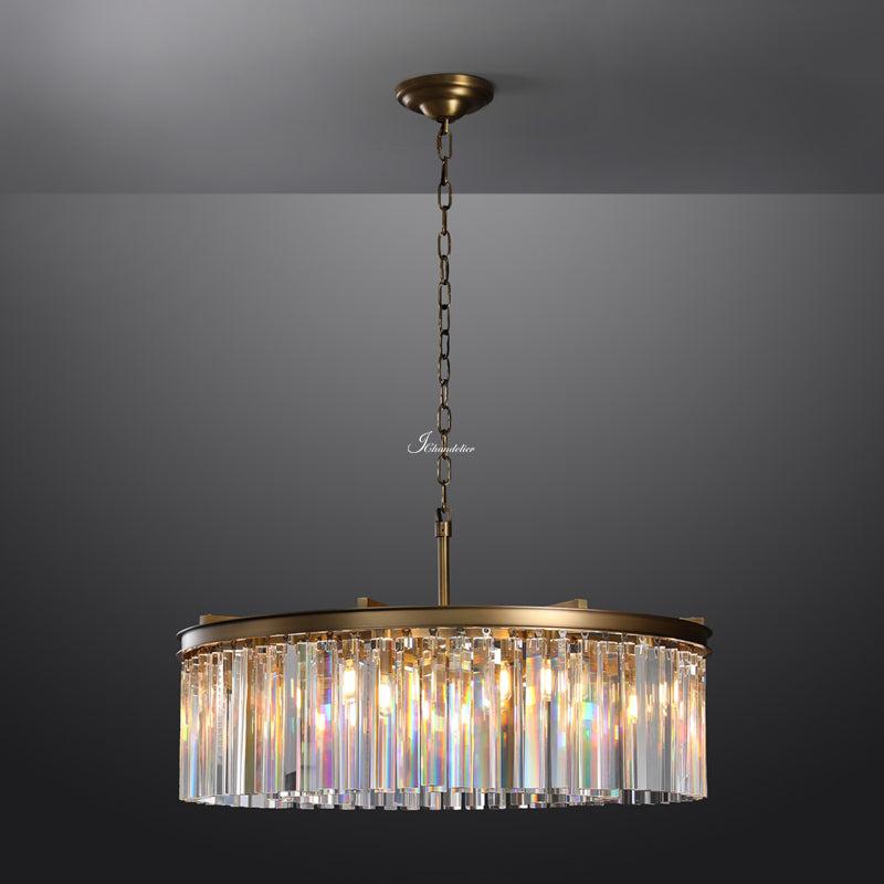 1920s Orion Art Deco Round Chandelier 32"D/43"D