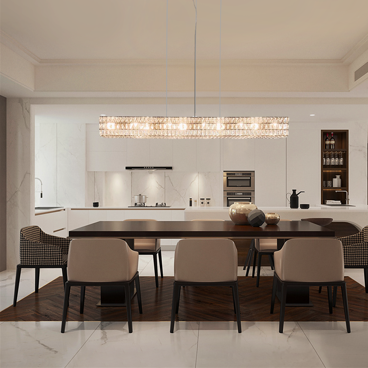 Pluto Halo Rectangular Crystal Chandelier - view 15