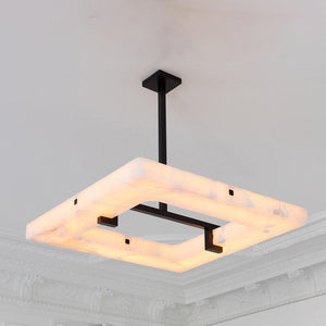 Amelia Square Alabaster Living Room Chandelier, in black