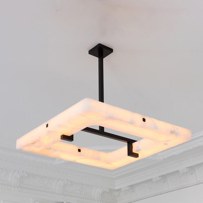 Amelia Square Alabaster Living Room Chandelier, in black