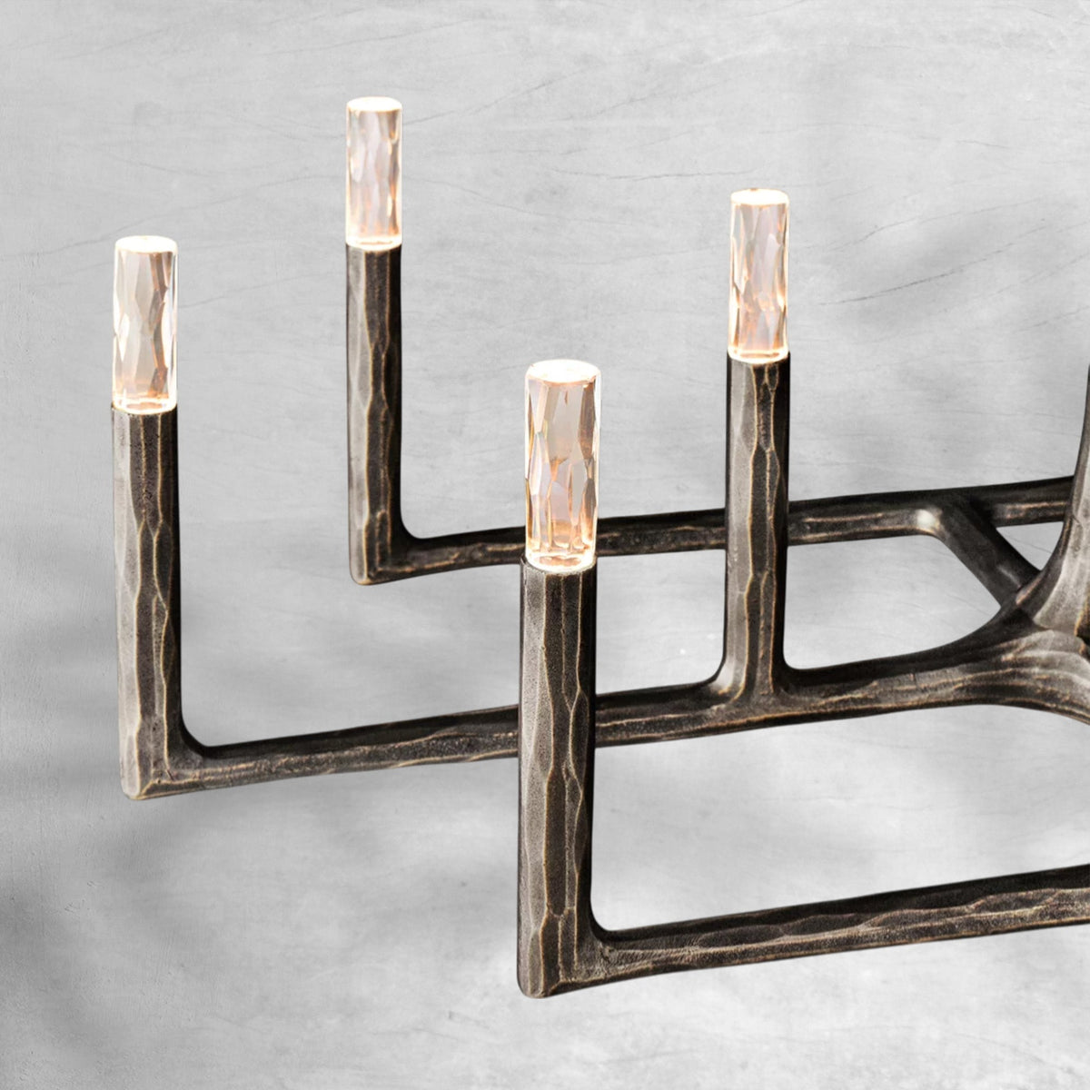 Thalen Forged Linear Chandelier 54" 72" 96", solid brass - view 15
