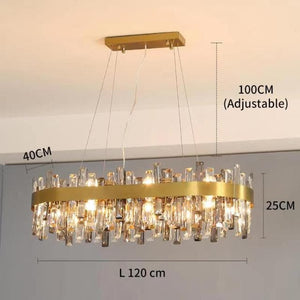 Elegance Rectangle Golden Lamp frame Crystal Chandelier 32" / 47", rectangular - view 8