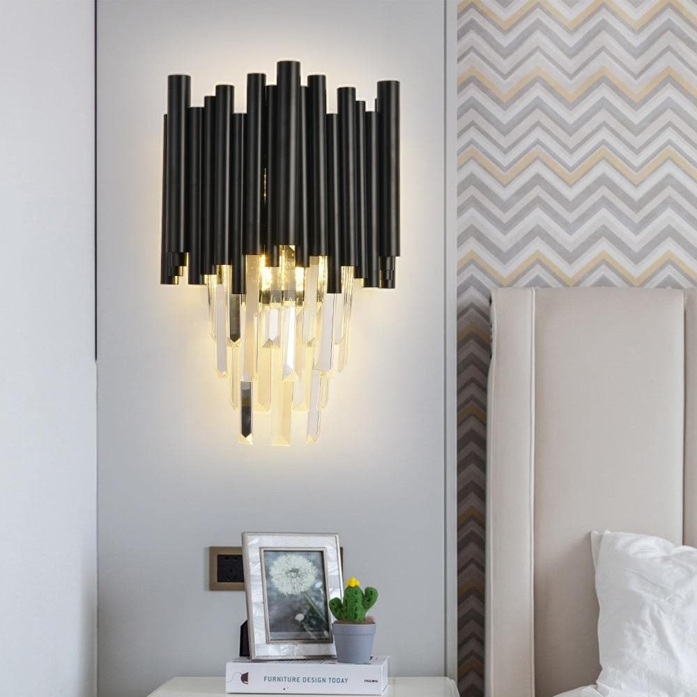 Natasha Modern Classic Black Crystal Wall Sconce Height 15" - view 2