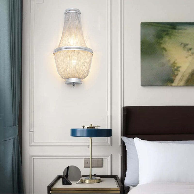 Aluminum Chain Wall Sconce In Living Room, chandelier - view 2