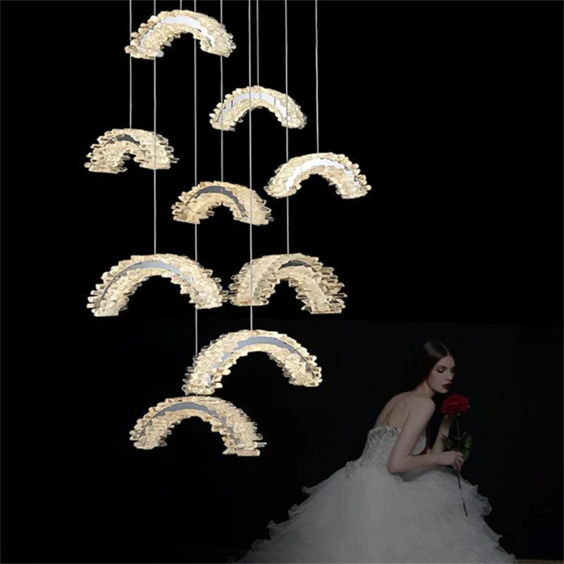 Rainbow Modern Rock Crystal Staircase Chandelier - view 5