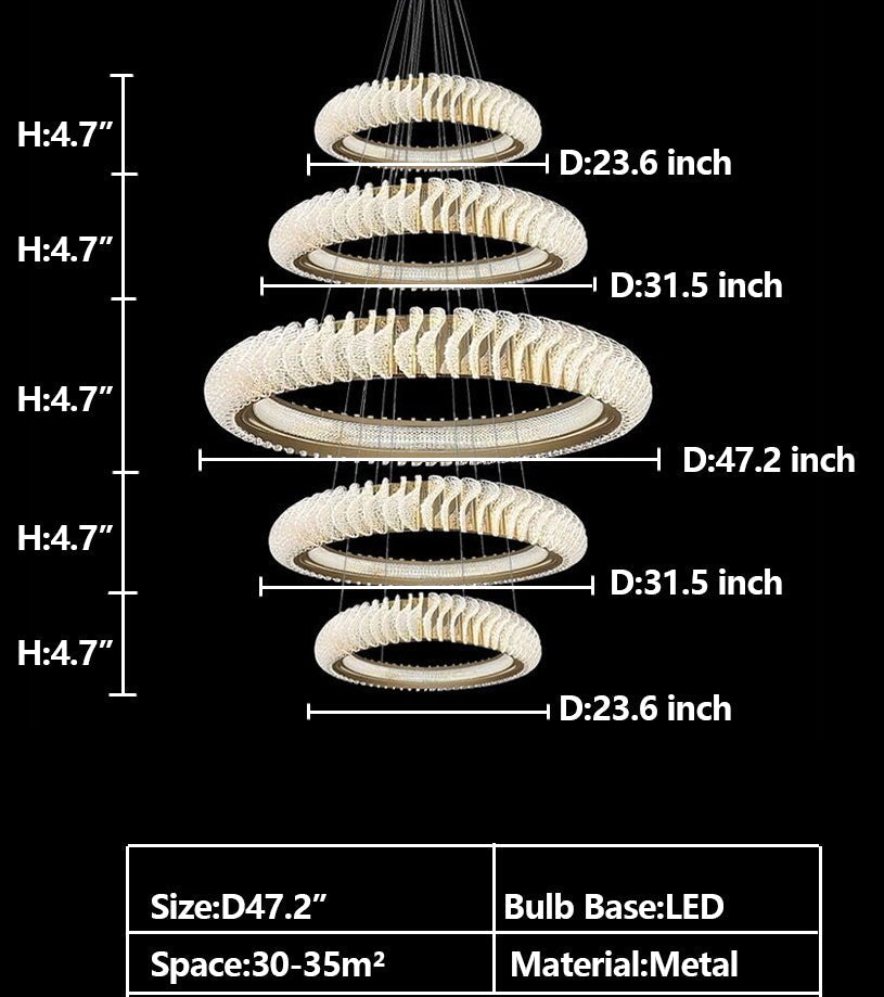 Extra Large Round Acrylic and Stainless Steel Multi-Layer Chandelier for High Ceilings - view 25