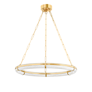 Sennett Aged Brass Alabaster Chandelier Elegant Ring Silhouette