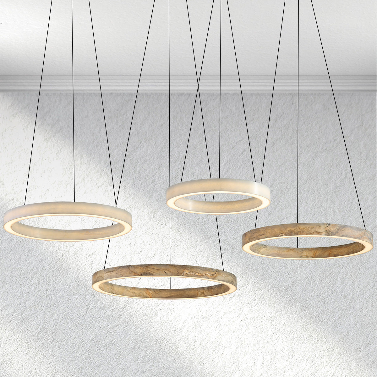 Alabaster StoneGlow Round Chandelier