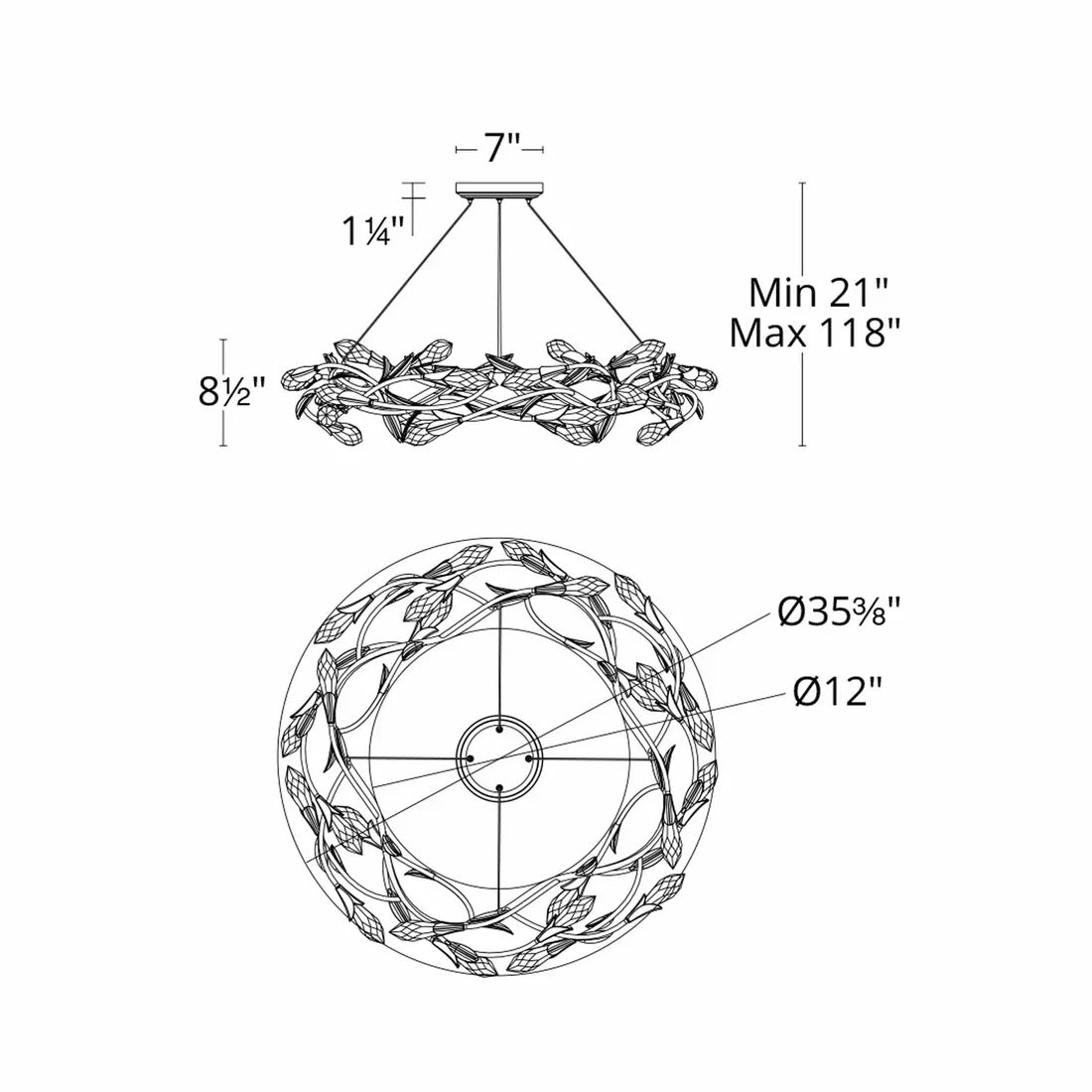 Modern Linear/Round Floral Branches Crystal Chandelier - view 19