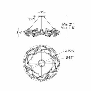 Modern Linear/Round Floral Branches Crystal Chandelier - view 19