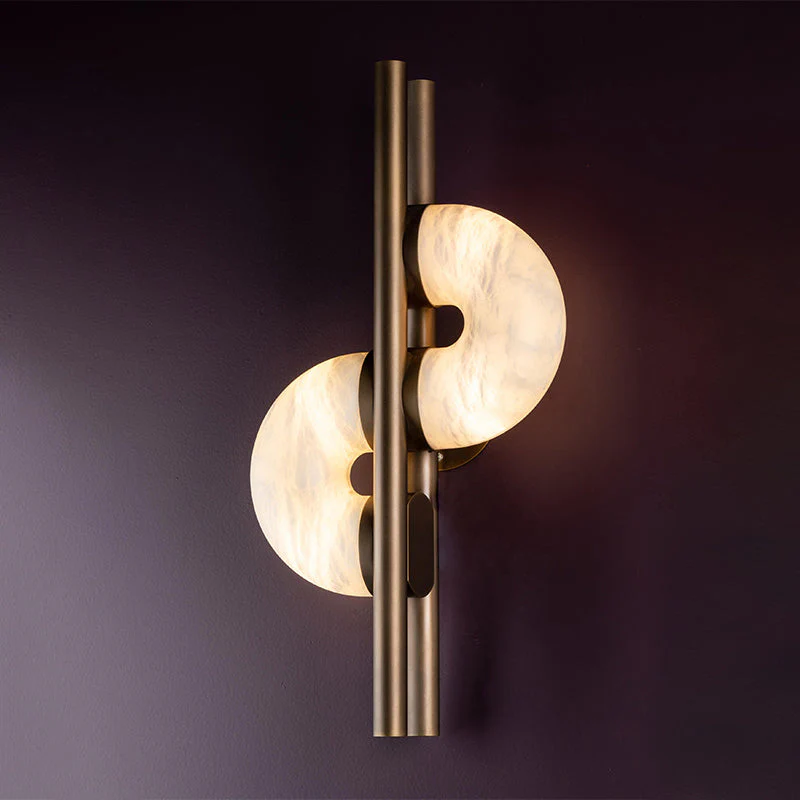 Bronze Alabaster Arc Wall Sconce - view 2
