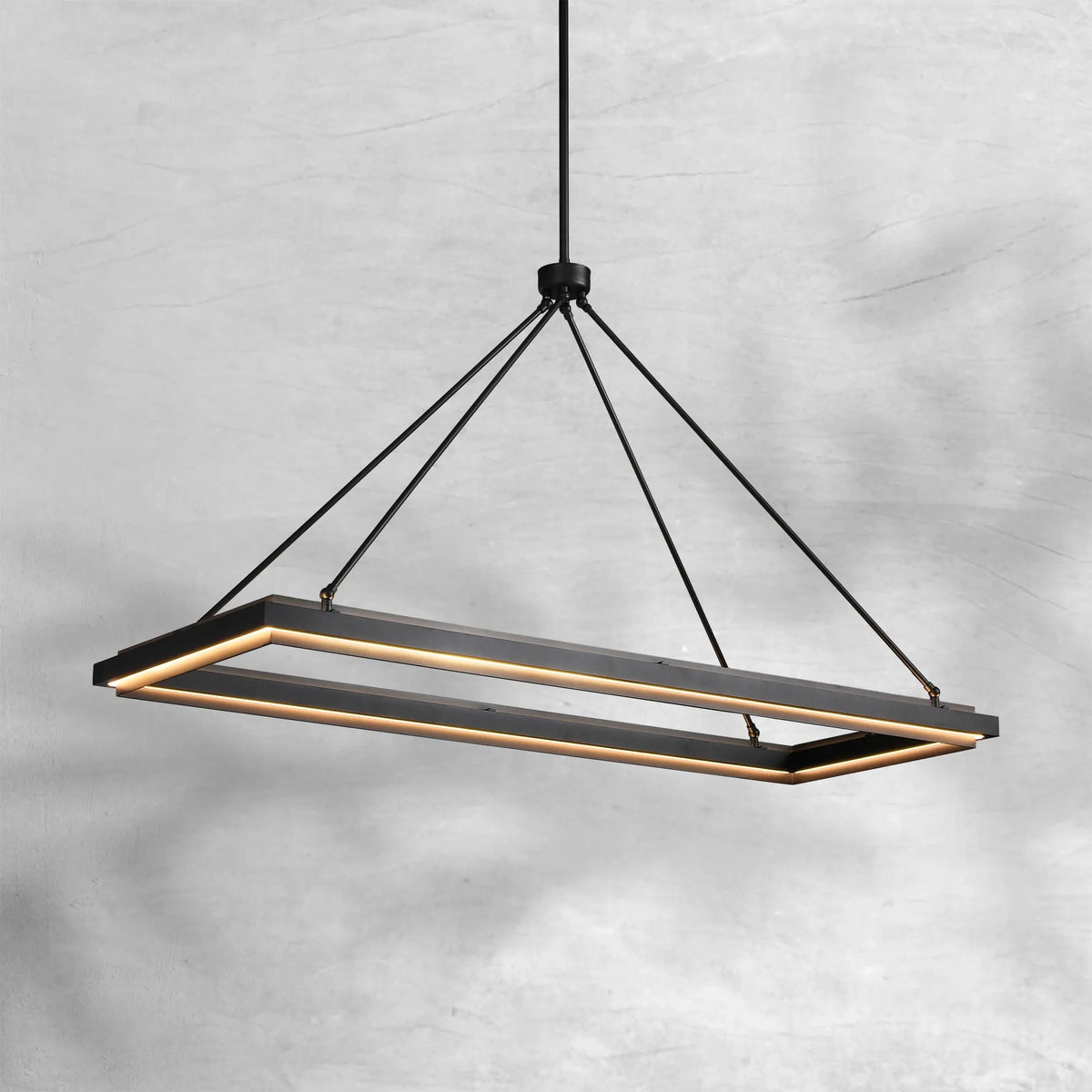 Peron Rectangular Chandelier 48" 62“, in black - view 2