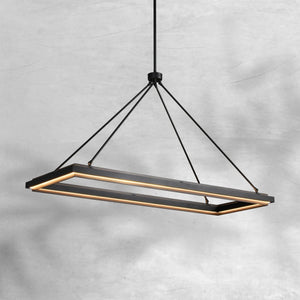 Peron Rectangular Chandelier 48" 62“, in black - view 2