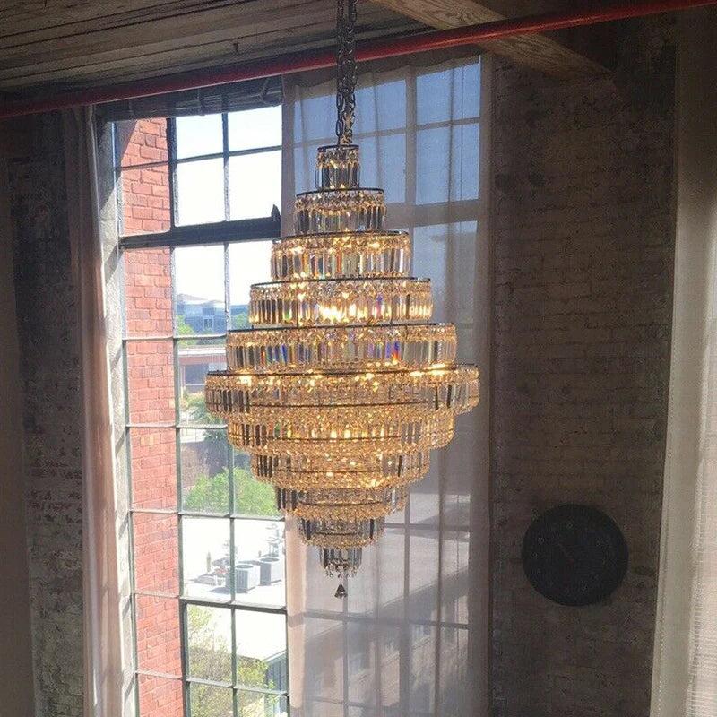 Chrome/ Silver/ Gold Extra Large Chandelier For Foyer Living Room Staircase Crystal Ceiling Lighting Fixture - view 3