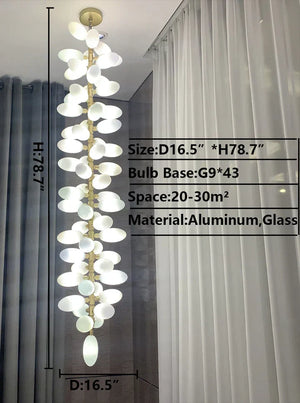 Nordic Art Long Magnolia alba Glass Ceiling Chandelier  for Staircase/Hallway/Entryway Light Fixture - view 15