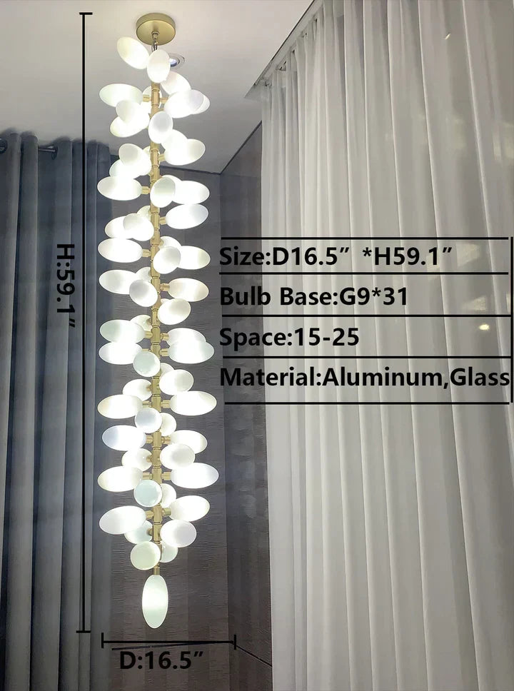 Nordic Art Long Magnolia alba Glass Ceiling Chandelier  for Staircase/Hallway/Entryway Light Fixture - view 14