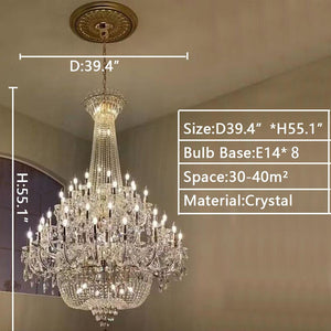 Extra Large European-style Multi-layers Candle Luxury Crystal Chandelier Gold Art Foyer/Staircase Decorative Light Fixture - view 39