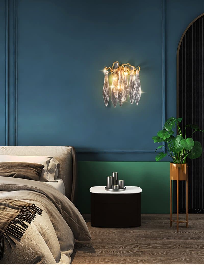 Flake Long Crystal Branch Brass Wall Sconce - view 8