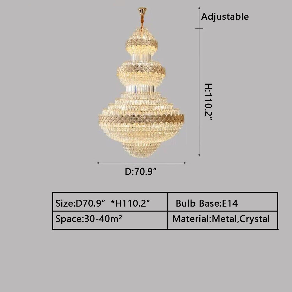 Extra Large Multi-layers Gold Luxury Crystal Chandelier Modern Empire Decrative Crystal Light For Living Room/Foyer/Staircase - view 21