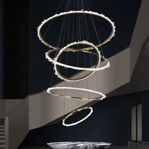 Rock Crystal Multi Rings Chandelier For Staircase - view 2