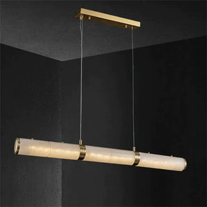 Modern Linear Alabaster Chandelier, Chandelier Over Dining Table - view 6