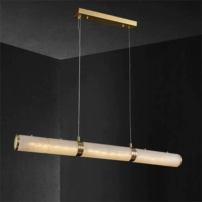 Modern Linear Alabaster Chandelier, Chandelier Over Dining Table - view 6