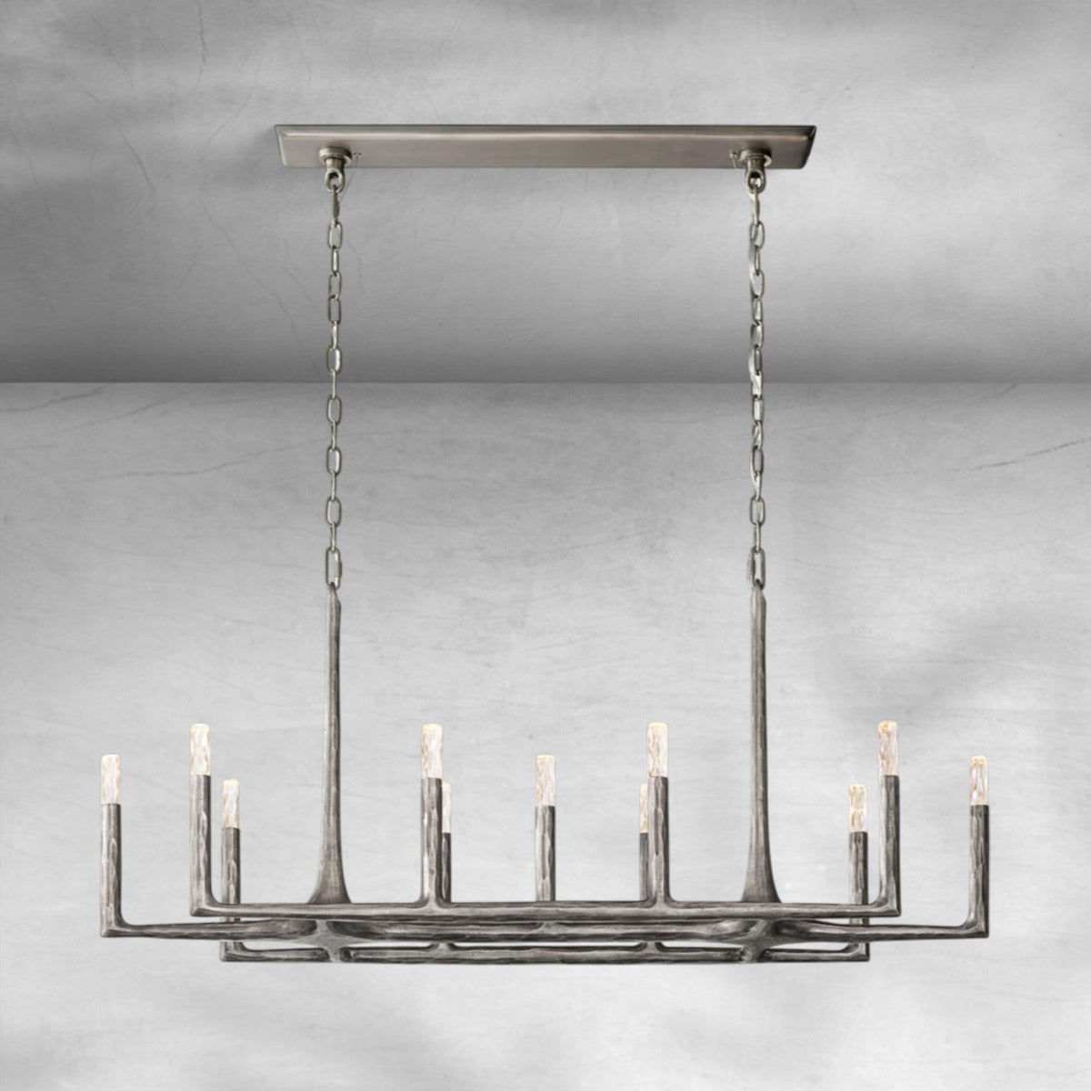 Thalen Forged Linear Chandelier 54" 72" 96", solid brass - view 25