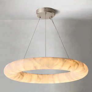 Riora Lisse Alabaster Round Chandelier 31" 41" 61"D - view 3