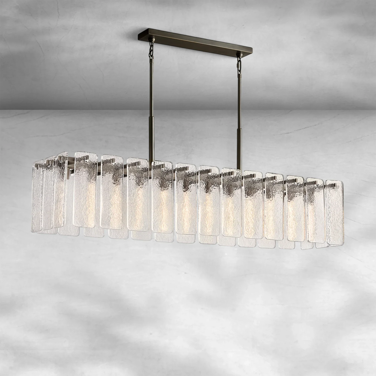 Calame Glass Rectangular Chandelier 72" - view 4