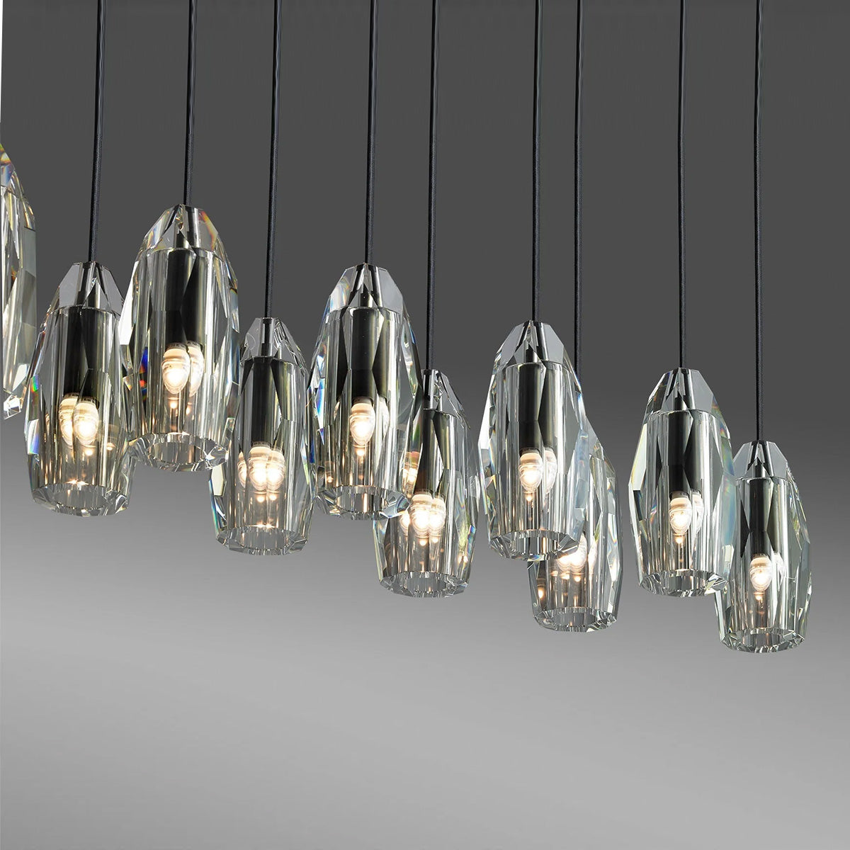 Chapt Linear Chandelier, K9 crystal in bronze - view 8