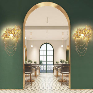 Della Modern Gold Leaf Bedroom Sconce, wall sconce - view 5