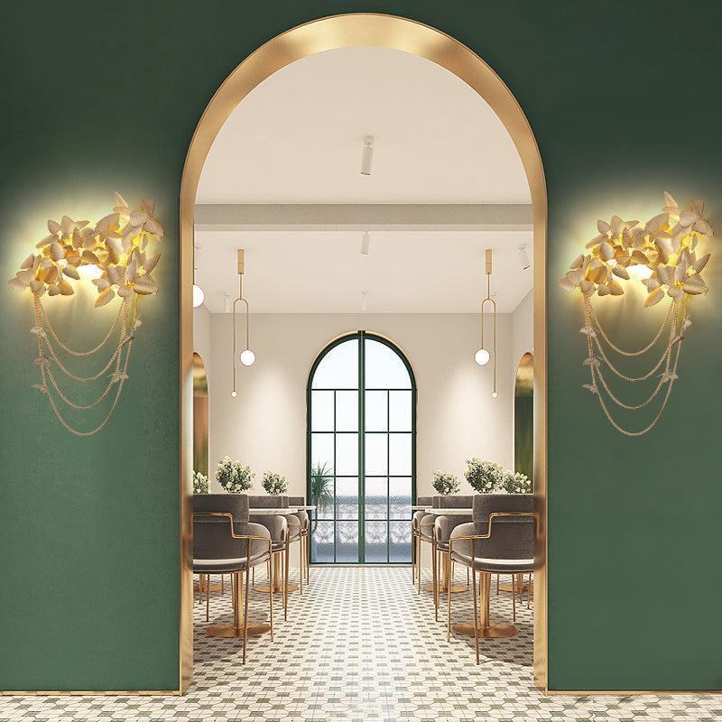 Della Modern Gold Leaf Bedroom Sconce, wall sconce - view 5