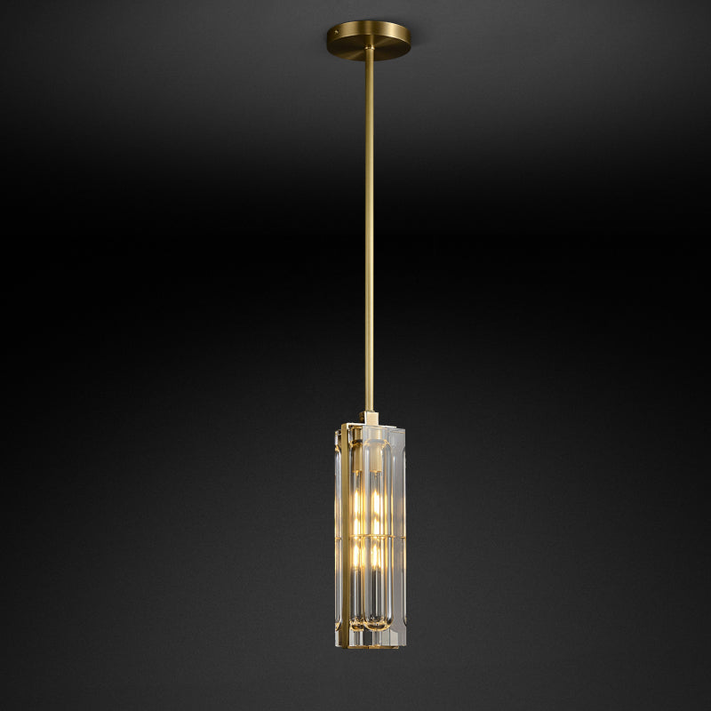Golden Rectangular Crystal  Pendant Lighting - view 12