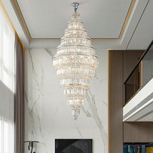 Chrome Extra Large Crystal Chandelier for Foyer Staircase Living Room Entrance Ceiling Light Fixture In Silver - view 5