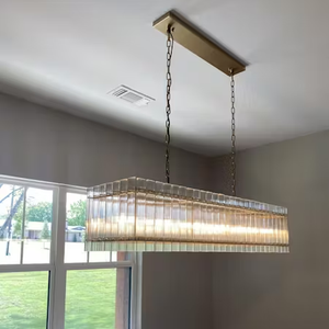 Sienna Marcus Glass Rectangle Chandelier 54", steel rectangular - view 7