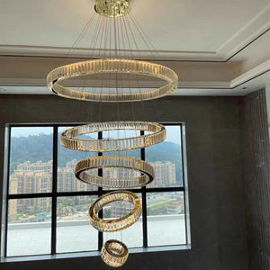 Modern Front Entryway Chandelier 3/4/5/6/7 Rings Crystal Gold/ Chrome Finish Ceiling Lamp - view 3