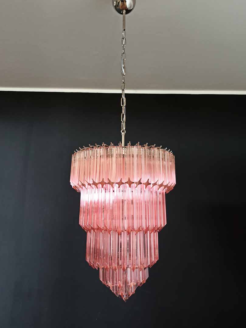 Murano-Style Chandelier – 112 prisms – Pink