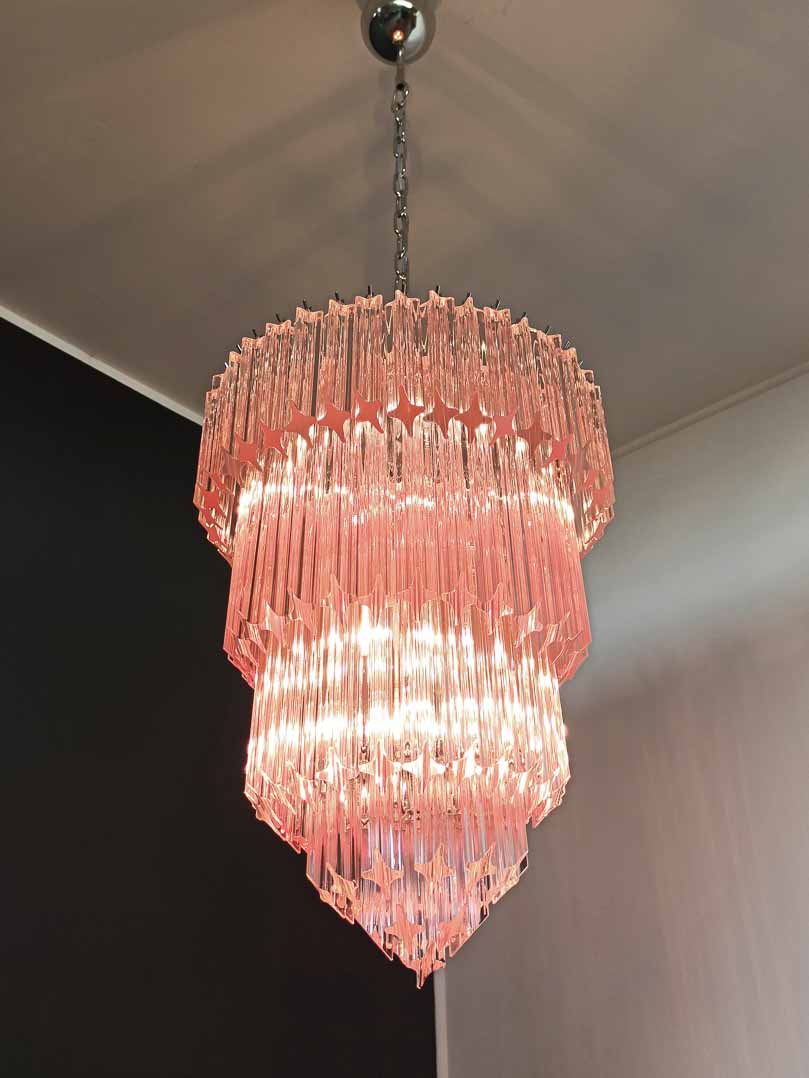 Murano-Style Chandelier – 112 prisms – Pink