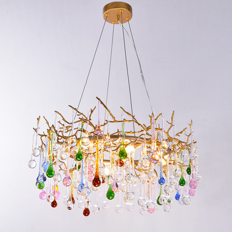 Avis Colorful Crystal Raindrop Branch Chandelier