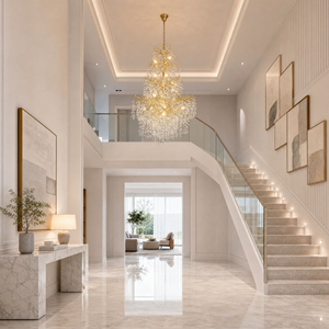 61" Gold 23-Light Tiered K9 Crystal Branch Chandelier