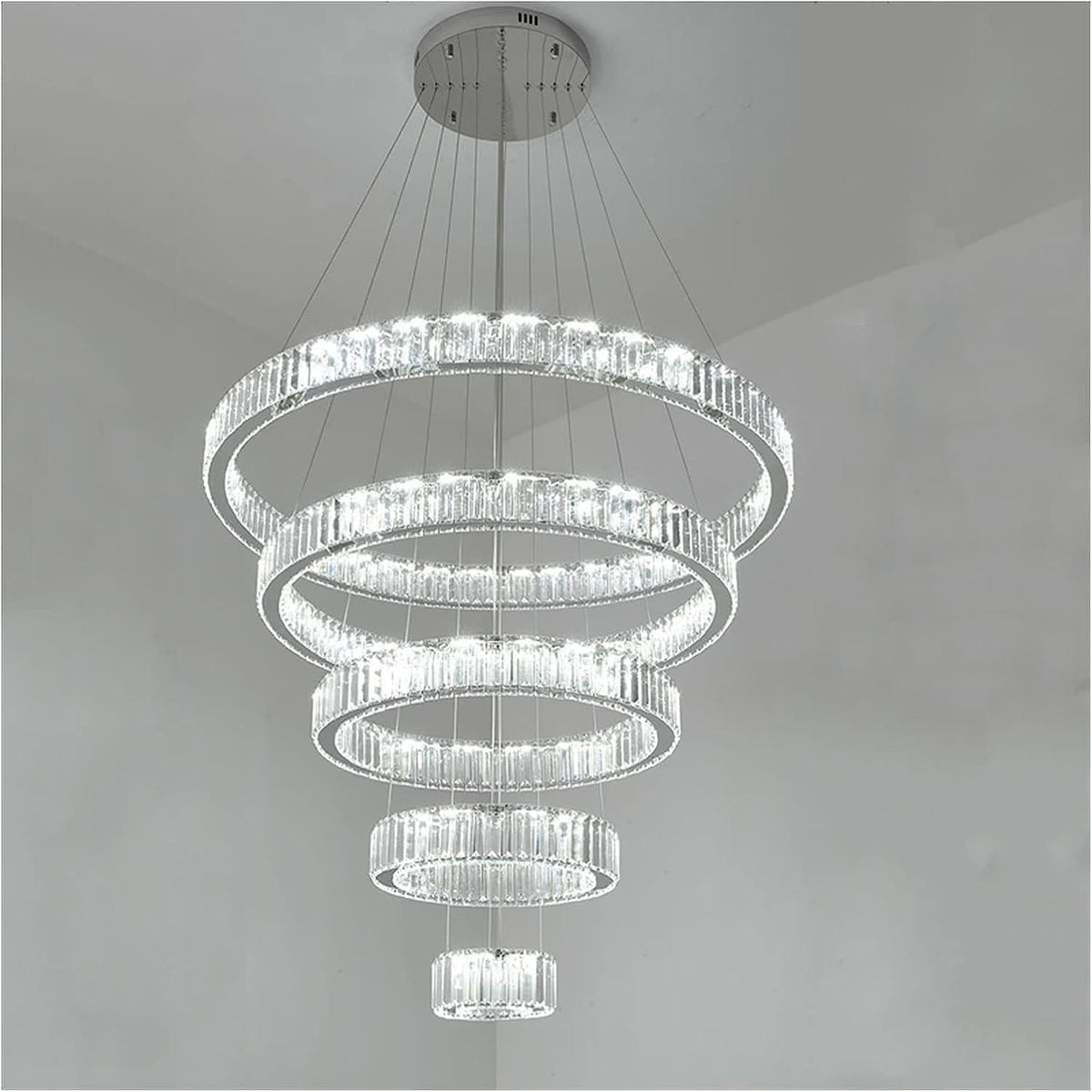 Modern Front Entryway Chandelier 3/4/5/6/7 Rings Crystal Gold/ Chrome Finish Ceiling Lamp - view 15
