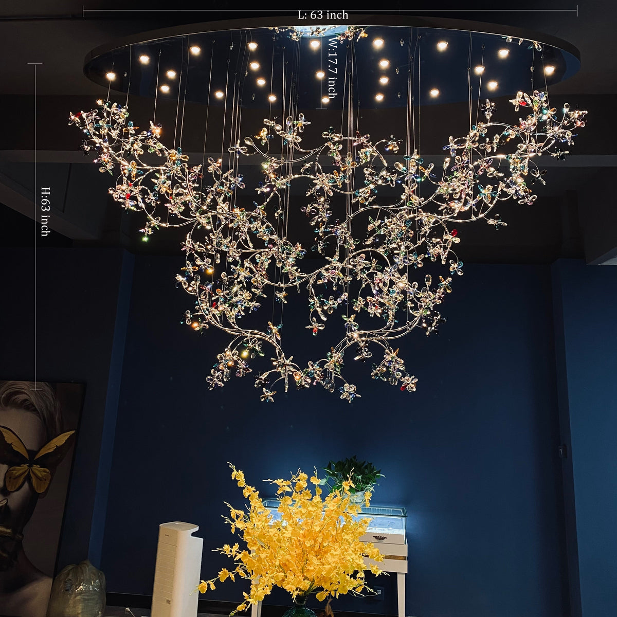 Exquisite Crystal Flower Branch Chandelier for Hotel Foyer and Entryway Ceiling Lighting Fixture - view 8