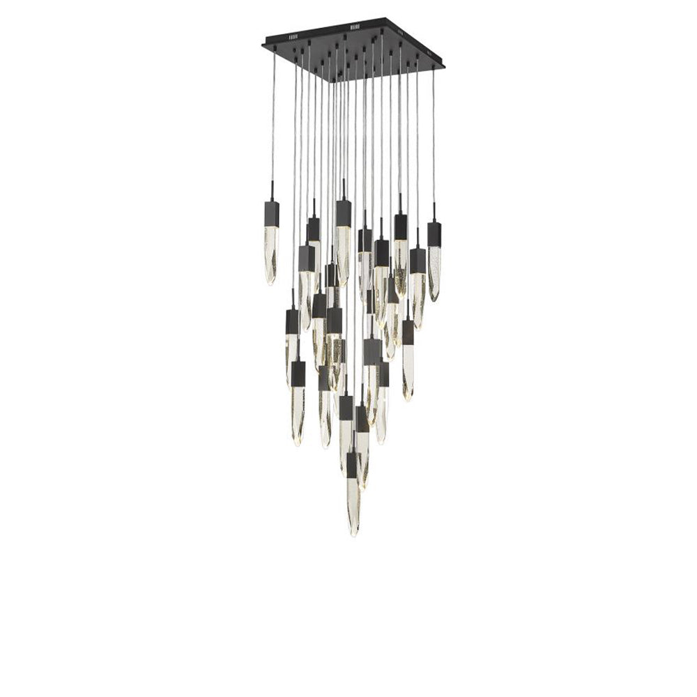 Modern Light Luxury Round/Rectangle Ceiling Pendant Light in Black Finish for Kitchen Island/ Staircase/Living Room - view 16