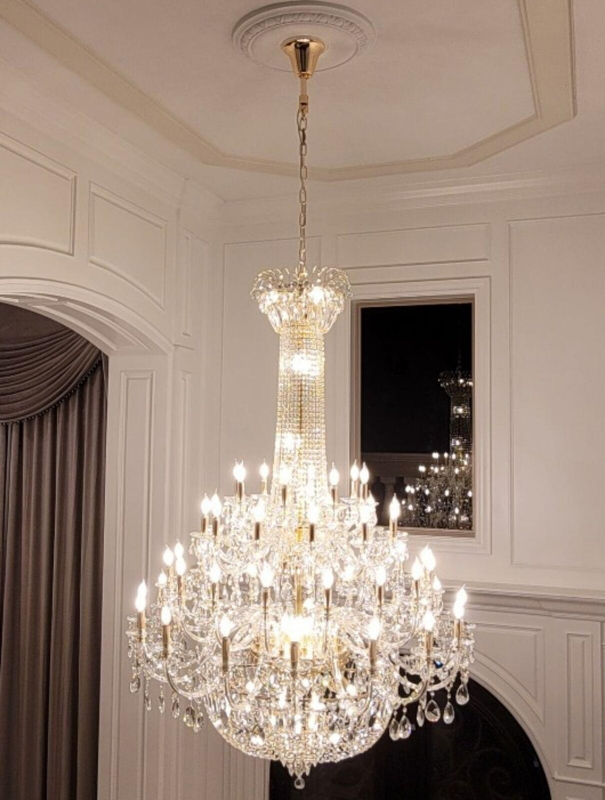 Extra Large European-style Multi-layers Candle Luxury Crystal Chandelier Gold Art Foyer/Staircase Decorative Light Fixture - view 18