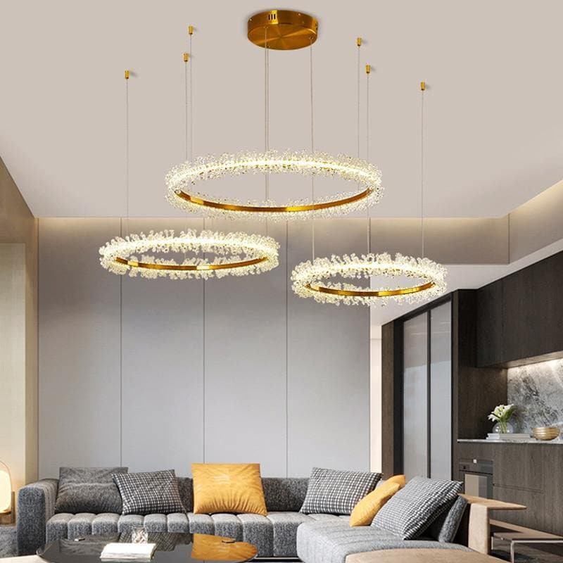 Helena 3 Size Ring Crystal Golden Round Chandelier - view 2