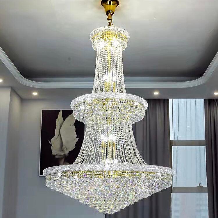 Luxury French Empire Chandelier for Villa Hall Ceiling Three-layers Crystal Light for Hotel Lobby - view 22