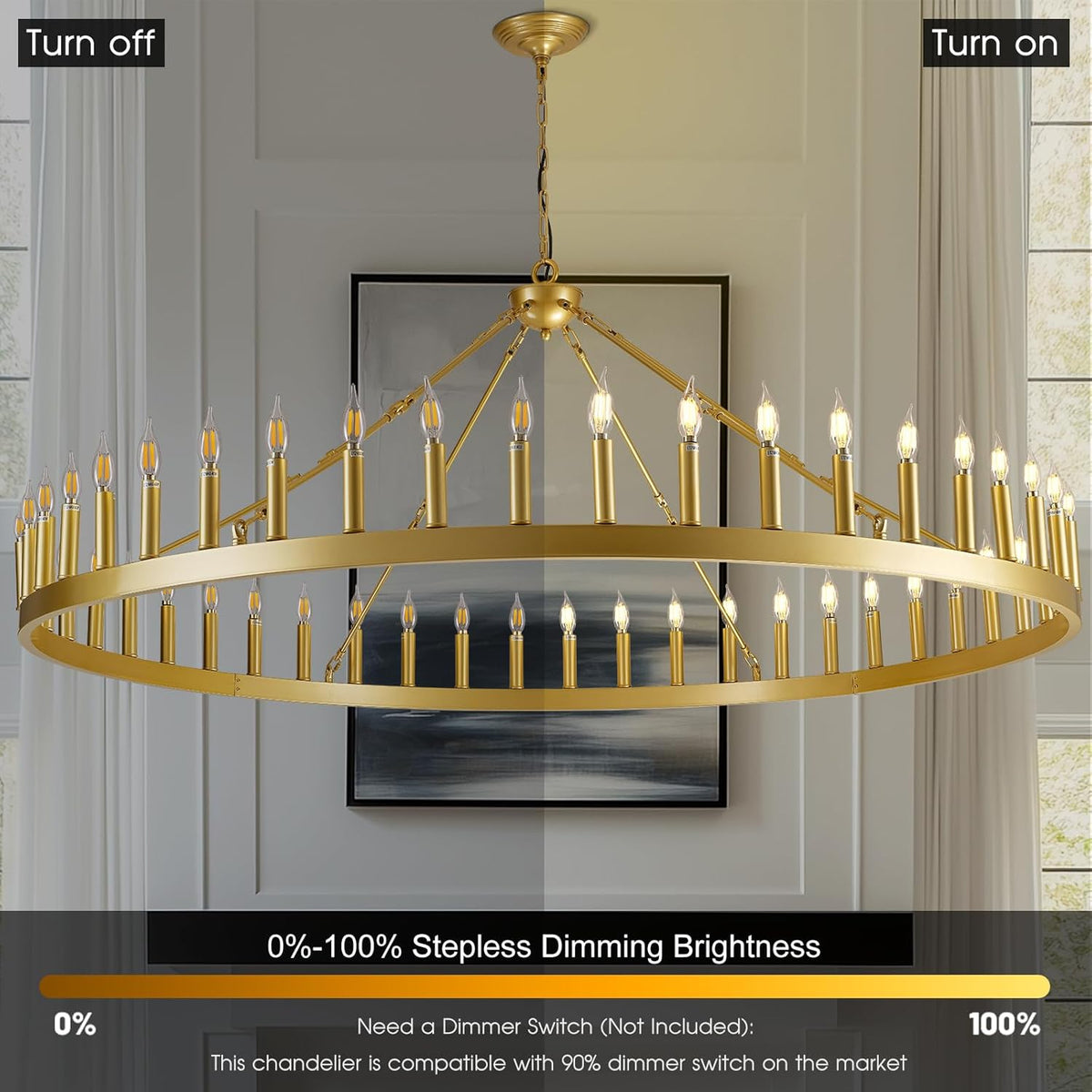 64 Inch Wagon Wheel Chandelier - view 4