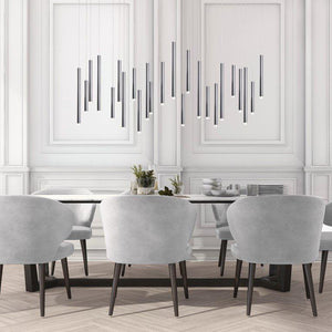 Bellini Rectangular Tubular Pendant Light Chandelier, crystal
