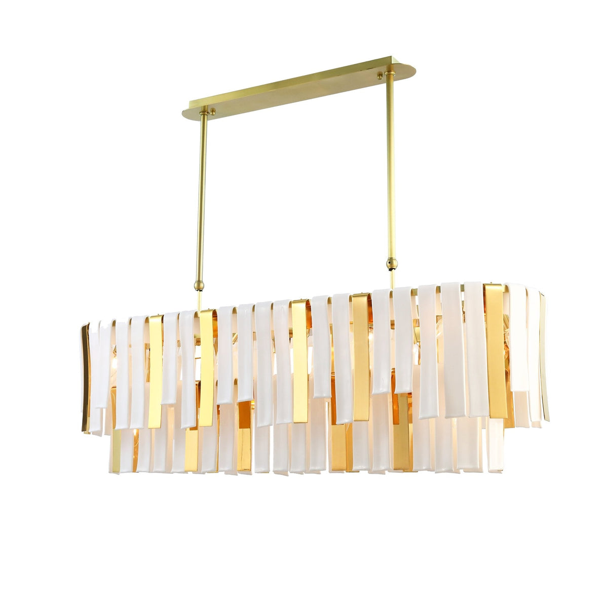 Leslie 3-Tier Rectangular Chandelier, glass three-tier